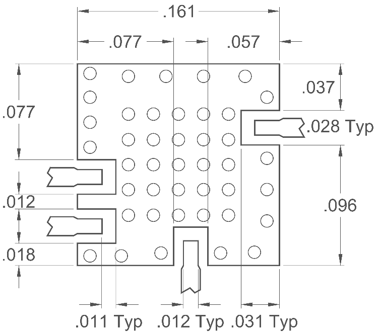 Footprint of the package for MMIQ-0520LSM-2